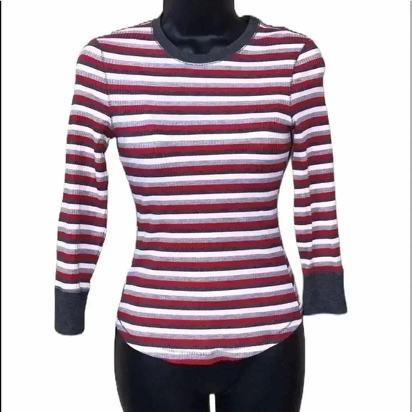 Free People Striped Ribbed Top Size S—C1 - Picture 1 of 6